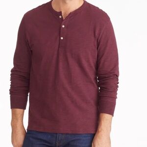 UNTUCKit Men's Burgundy Long Sleeve Slub Henley Shirt Size L